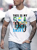 Men's T-Shirt This Is My Sea Day Shirt With Palm Trees Waves Sun On White Shirt