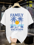 Men's T-Shirt Family Vacation Palm Trees Sun And Ocean With Relaxing Beach Scene
