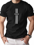 Men's T-Shirt Peace Minimalist Vertical Lines Graphic Tee