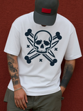 Men's T-Shirt Bold Graphic Bones And Skull On Crisp White T Shirt