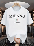 Men's T-Shirt Milano Italia With Tricolor Lines Under Bold Typeface Milano