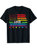 Men's T-Shirt Love Rainbow Flag With Colorful Hearts And Stripes Flag