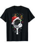 Men's T-Shirt Holiday Cheer With Santa Hat Stars And Festive Paddle Ball