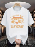 Men's T-Shirt Camping Dad Like A Normal Dad But Cooler With Tents Trees Campfire And SUV Under Bright Sky