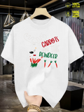 Men's T-Shirt Festive Carrots With Greenery Accented Playful Reindeer