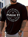 Men's T-Shirt Psalm 91 Verse In Circular Layout With Simple Cross Motif