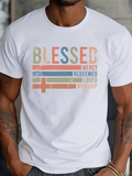 Men's T-Shirt Blessed Redeemed Loved Mercy Worship Pastel Colored Christian Cross