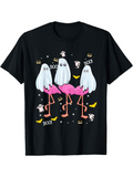 Men's T-Shirt Boo Halloween Ghost Costumes With Pink Flamingos And Yellow Bats