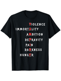 Men's T-Shirt Violence Immortality Ambition Depravity Pain Darkness Hunger Vampire