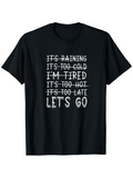 Men's T-Shirt Lets Go Motivational Text Bold Statement On Black Cotton Shirt