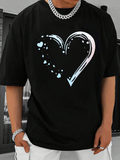 Men's T-Shirt Soft Airbrush Strokes With Faded Hearts Surrounding A Glowing Outline Heart