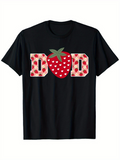 Men's T-Shirt Polka Dot Letters With Patterned Strawberry Surrounded By Heart Motifs