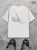 Men's T-Shirt Minimal Line Art Bones On Soft Cotton Skeleton Hand