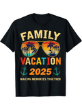 Men's T-Shirt Family Vacation 2025 Colorful Sunset Palms Reflected Sunglasses