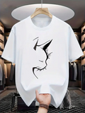 Men's T-Shirt Minimal Line Art With Closed Eyes And Whiskers Cat