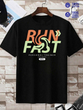 Men's T-Shirt Run Fast Retro Bold Lettering With Gradient Speed Lines