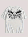 Men's T-Shirt Black Ink Wings With Cross And Layered Handwriting Surreal Angel