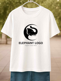 Men's T-Shirt Elephant Logo Simple Round Art With Curved Text Under Elephant