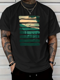 Men's T-Shirt Sunset Forest Landscape With Birds And Tall Pine Trees