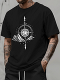 Men's T-Shirt Celestial Night Sky Compass Among Majestic Mountain Peaks