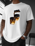 Men's T-Shirt Golden Whiskey Pouring Into Shimmering Glasses With Ice Cubes