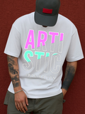 Men's T-Shirt Artistic Neon Bold Letters With Stylized Transparent Lettering Artistic