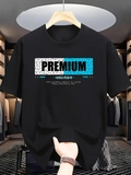 Men's T-Shirt Premium Block Print With Blue Geometric Pattern Lettering