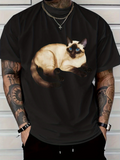 Men's T-Shirt Elegant Shaded Fur With Blue Eyes Reclining Siamese Cat