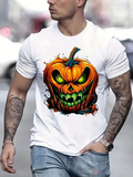 Men's T-Shirt Glowing Halloween Pumpkin With Vibrant Neon Green Lurid Expression Pumpkin