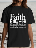 Men's T-Shirt Faith Is Like Wifi Invisible Connection Uplifting Message Black Tshirt