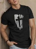 Men's T-Shirt Distressed Vertical Stripes With Stars And Central Cross Flag