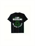 Men's T-Shirt I Like Recycling Green Arrows With Bold Lettering And Circular Classic Recycle Symbol