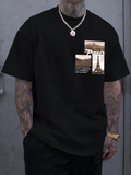 Men's T-Shirt Paris Text With Sepia Photo Postcards Surrounding The Eiffel Tower