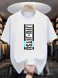 Men's T-Shirt Brazilian Modern Vertical Typography With Teal Accents On Clean White T Shirt