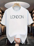 Men's T-Shirt London Minimalist Bold Typeface Among Pure White Fabric T Shirt