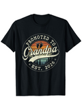 Men's T-Shirt Promoted To Grandpa Vintage Colored Sunset With Baby Footprints And Skyline