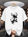 Men's T-Shirt Vintage Hand Drawn Roses With Soft Shadows And Detailed Blossoms Flower