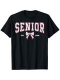 Men's T-Shirt Senior Cheer Bow With Floral Print Celebrating Graduation Year