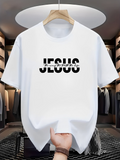 Men's T-Shirt Bold Black Letters With Modern Script Design Jesus