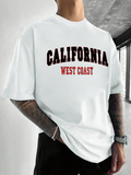 Men's T-Shirt California West Coast Bold Letters On Plain White T Shirt