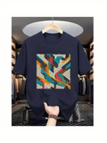 Men's T-Shirt Vivid Multicolor Abstract Lines Arranged In Geometric Symmetry Pattern