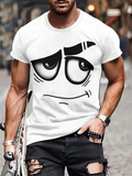 Men's T-Shirt Playful Cartoon Face With Bold Black Lines And Expressive Eyes
