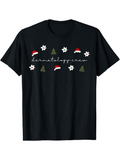 Men's T-Shirt Christmas Trees And Snowflakes With Santa Hats Dermatology Crew