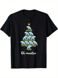 Men's T-Shirt Oh Manatee Christmas Tree With Whimsical Animals Stacked Under Festive Star