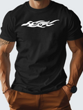Men's T-Shirt White Tribal Flames Flowing Across Black Cotton T Shirt