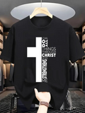 Men's T-Shirt Faithful Spirit Inspiring Lettering Surrounded By Bold White Cross