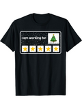 Men's T-Shirt I Am Working For Five Yellow Stars And Christmas Tree