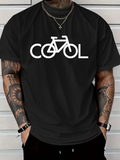 Men's T-Shirt Cool Bicycle Illustration With Minimalist Lettering On Black Fabric