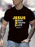 Men's T-Shirt Jesus The Way The Truth The Life Scripture Black T Shirt