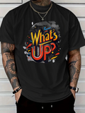 Men's T-Shirt Whats Up Colorful Retro Lettering Surrounded By Funky Abstract Elements